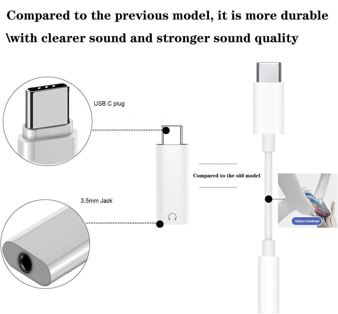 Liaoan USB C to 3.5mm Headphone Jack Adapter, 3.5mm to USB C Adapter, Compatible with Phone17/ 16 Pro Max 15 Pro Max, Galaxy S24 S23 S22, Pixel, Pad