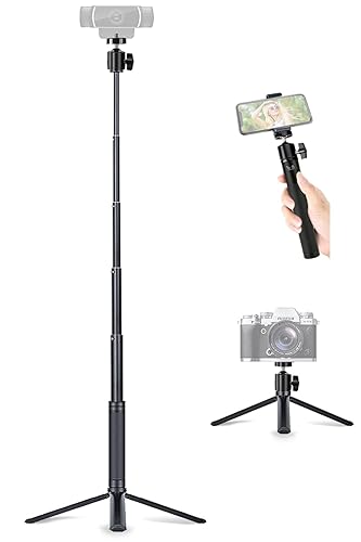 JCWINY 30" Tall Webcam Stand Tripod Extendable Desktop Tabletop Webcam Tripod Web camera Mount Aluminum Desk Tripods Stand for Logitech Brio Webcams