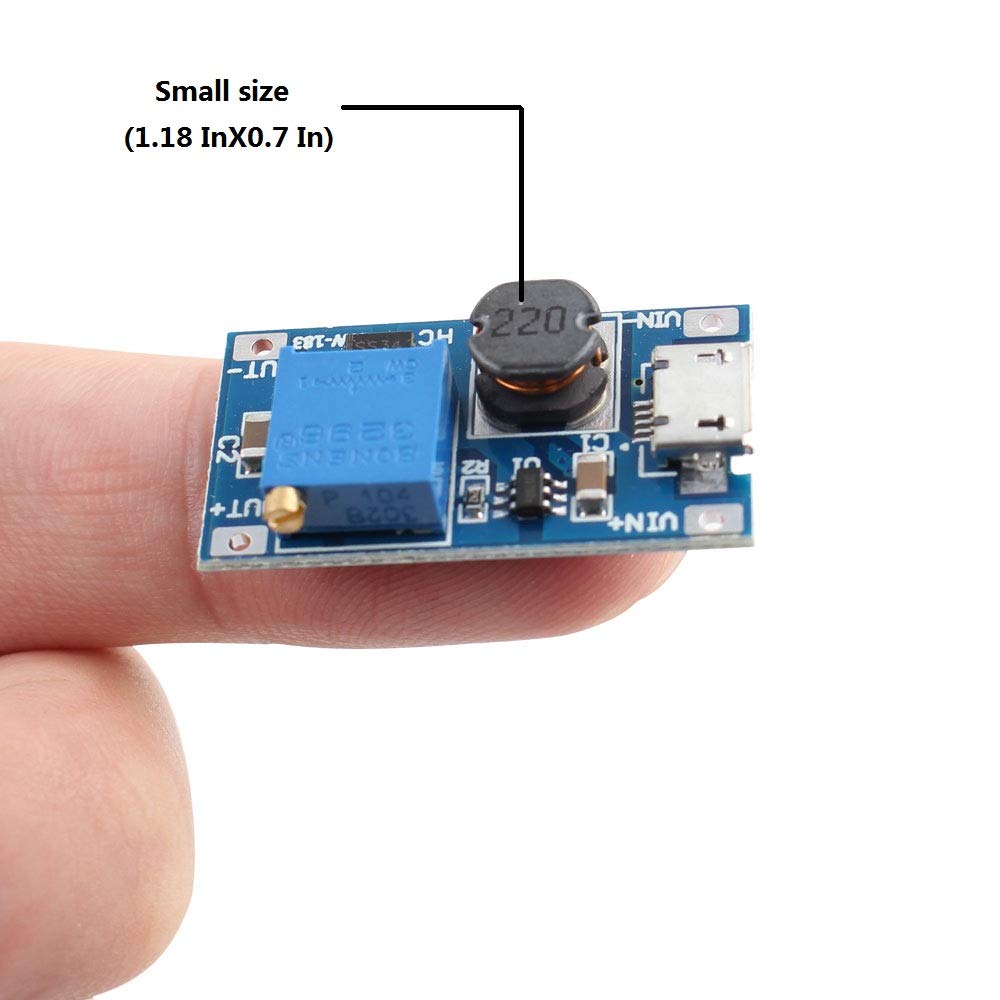 Eiechip DC-DC Step Up Converter - USB Power Module, 2V-24V to 5V-28V, 2A MT3608 Micro USB (Pack of 10)