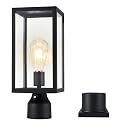 Windben Large 15 inch Dusk to Dawn Outdoor Post Light,Waterproof Cast Aluminium Lamp Post Light Fixture,Post Lantern with Pier Mount Base,Matte