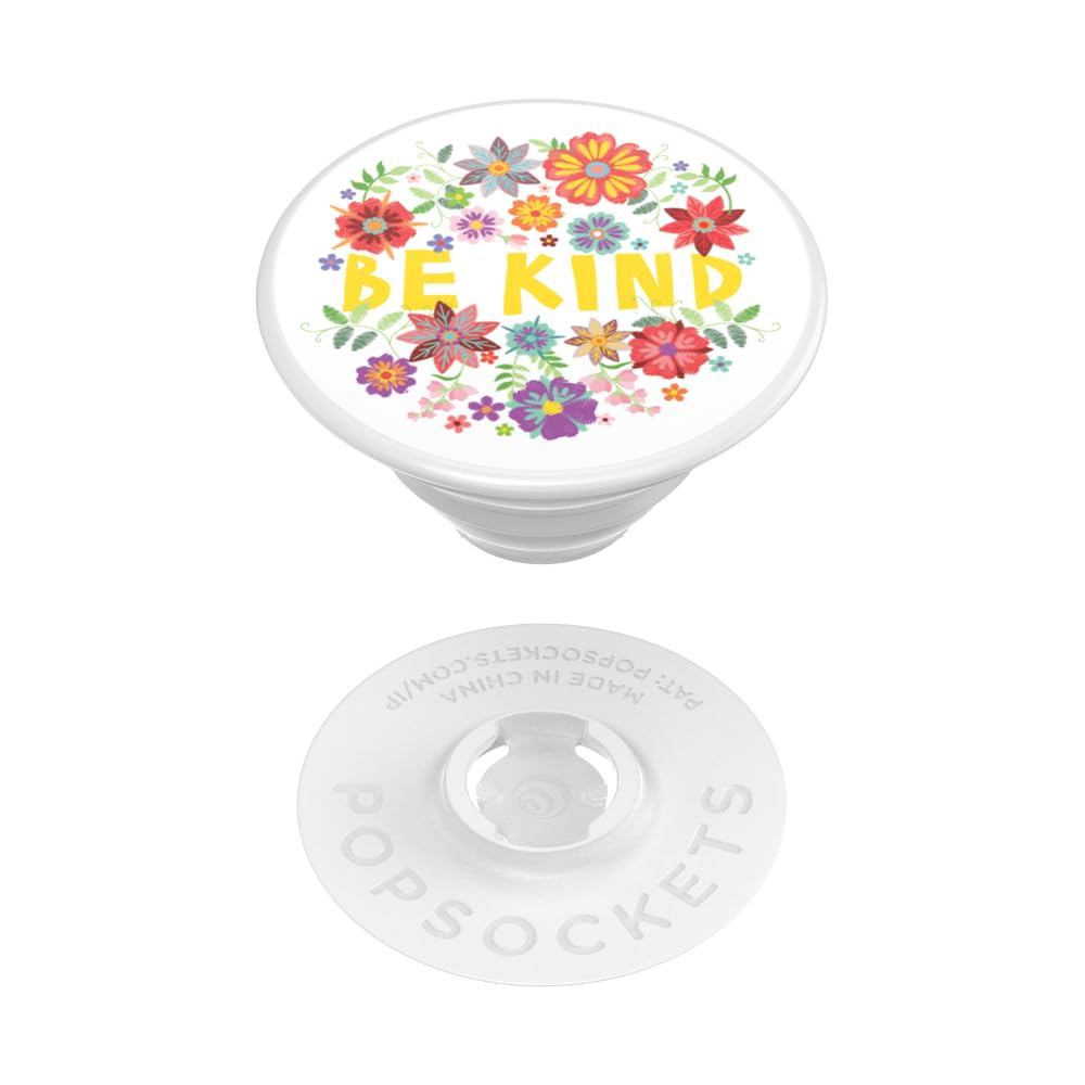 PopSockets Adhesive Phone Grip, Holder, Phone Stand, Flower - Be Kind Embroidery