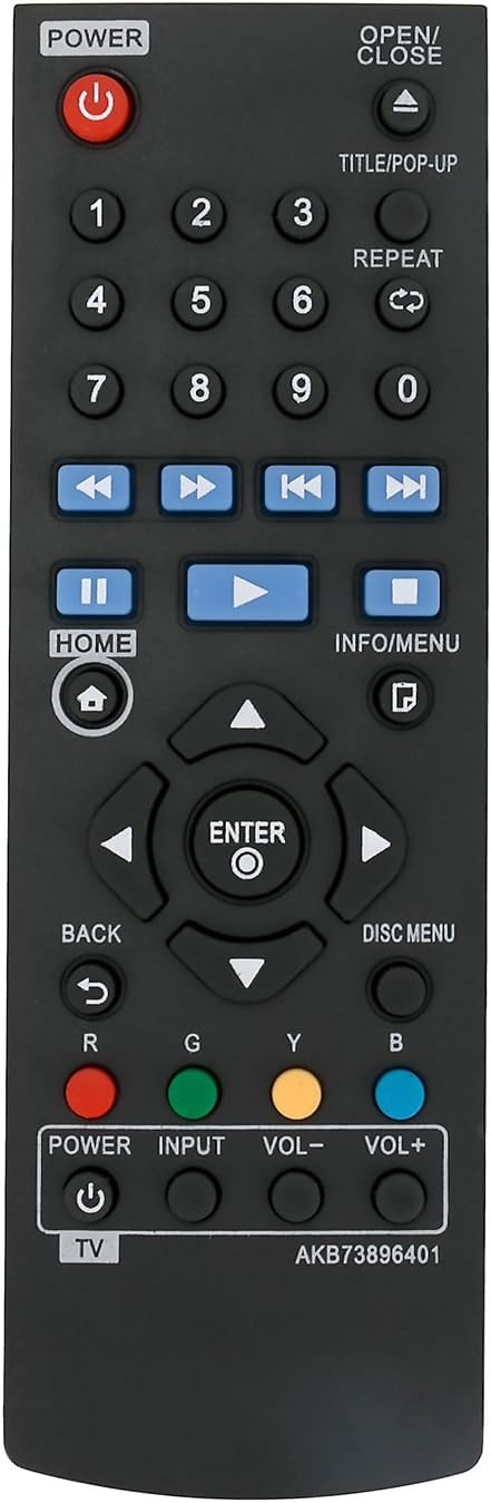 Replacement Remote Control AKB73896401 for LG BP550 BP155 BP135 BP145 BP175 BP255 BP300 BP335W BP340 BP350 BPM25 BPM35 UP870 UP875 Blu Ray DVD Player