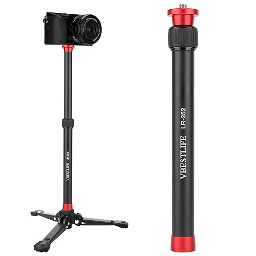 LR-252 Monopod 2 Sections Extendable 26.5-44cm Aluminum Alloy Adjustable Desktop Tripod Extension Rod with 1/4" &3/8" Screw Interface Suitable