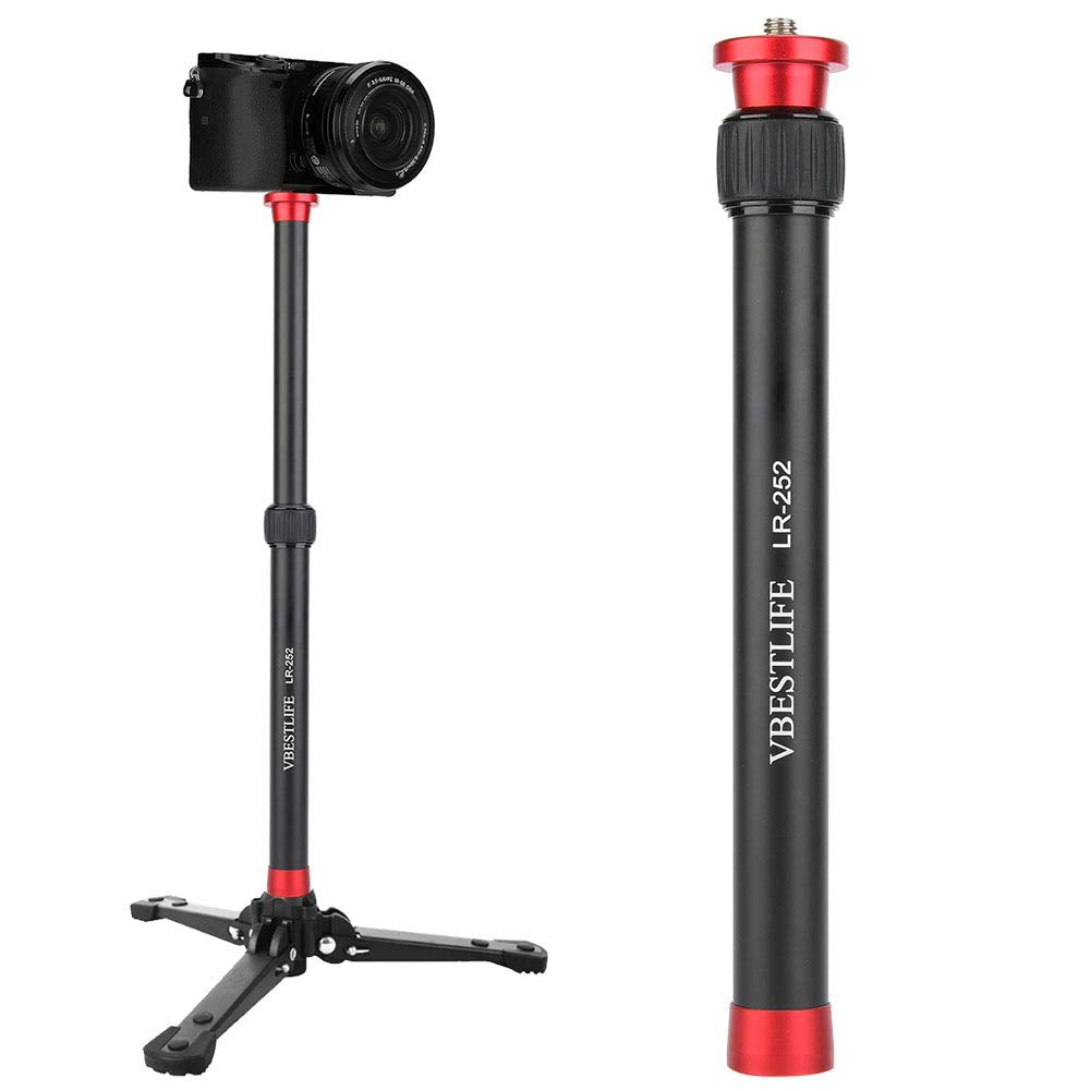 LR-252 Monopod 2 Sections Extendable 26.5-44cm Aluminum Alloy Adjustable Desktop Tripod Extension Rod with 1/4" &3/8" Screw Interface Suitable