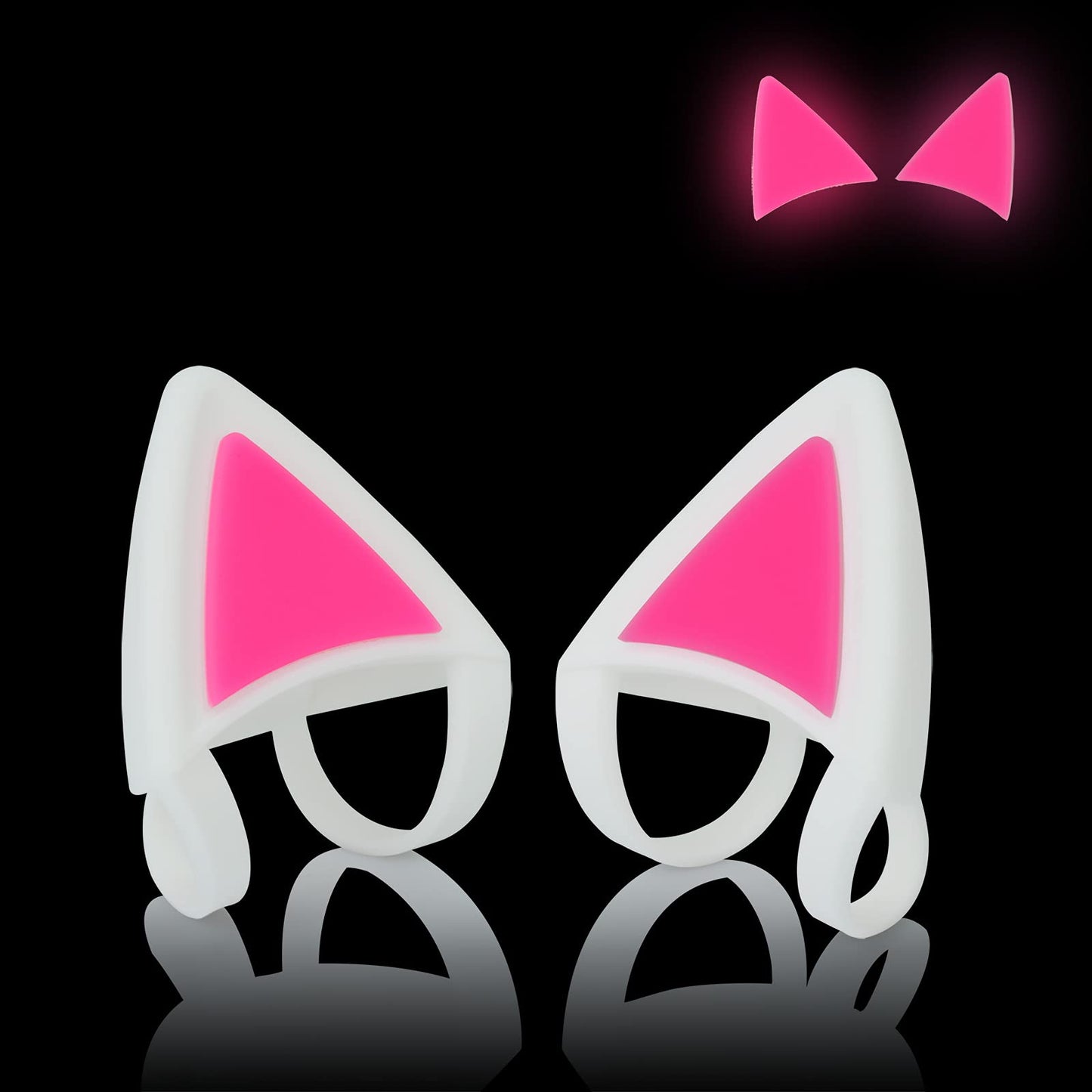 LEFXMOPHY Cat Ears for Bose Sony Razer Headset, Kitty Ear Pink Glow in Dark