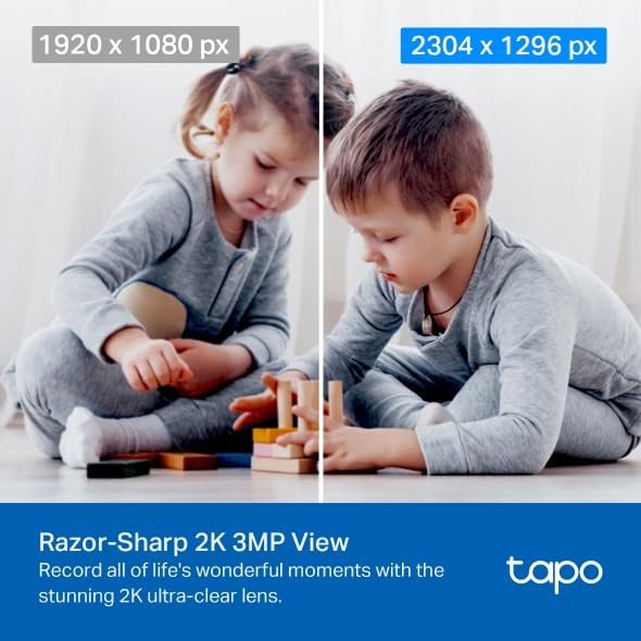 Tapo 2K Pan/Tilt Security Camera for Baby Monitor, Dog Camera w/Motion Detection, 2-Way Audio Siren, Night Vision, Cloud&SD Card Storage, Works