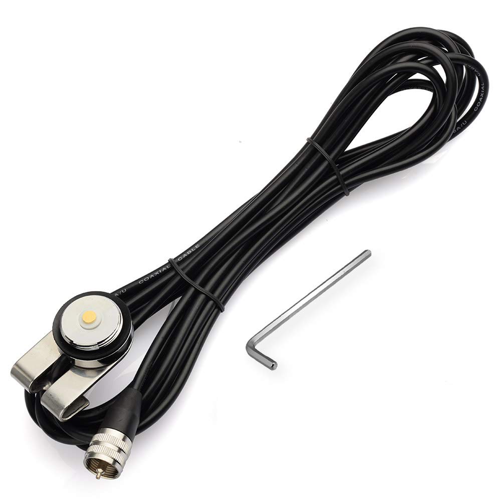 Bingfu Vehicle Mobile Radio Antenna NMO Mount Fix Bracket Lip Mount with 5m 16.5 feet RG58 Cable UHF PL259 Male Connector for Car Truck Amateur Ham