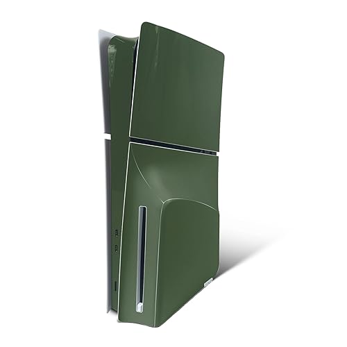 MightySkins Skin Compatible with PlayStation 5 Slim Disk Edition Console Only - Solid Olive | Protective, Durable, and Unique Vinyl Decal wrap Cover |