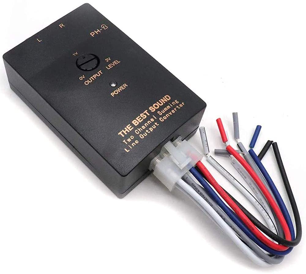 QLZDGH Car High to Low 2 Channel Line Output Converter RCA Car Line Converter Output Adapter Black