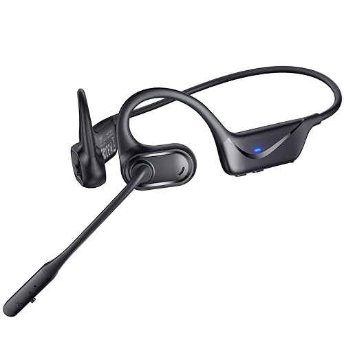 Bluetooth Headset with Microphone, Open Ear Headphones, Dual Connect Bluetooth 5.4 Headphones with Noise Cancelling & Mute, Wireless Headset with Mic…
