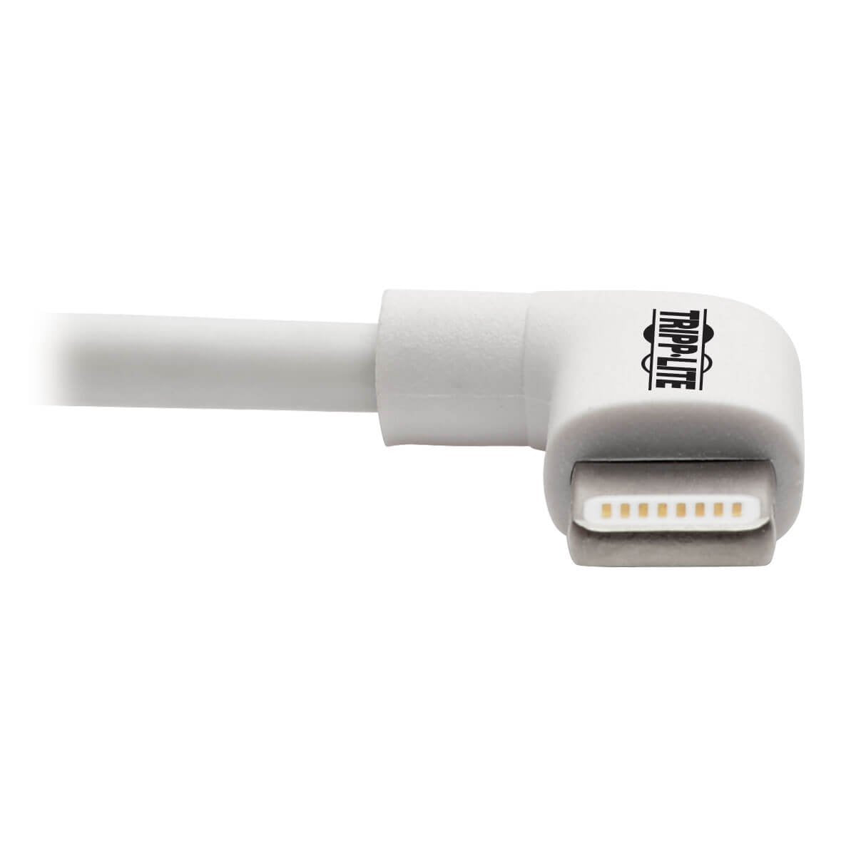 Tripp Lite Right-Angle Lightning to USB Sync Charging Cable for iPhone iPad Apple White MFI Certified 6' (M100-006-LRA-WH)