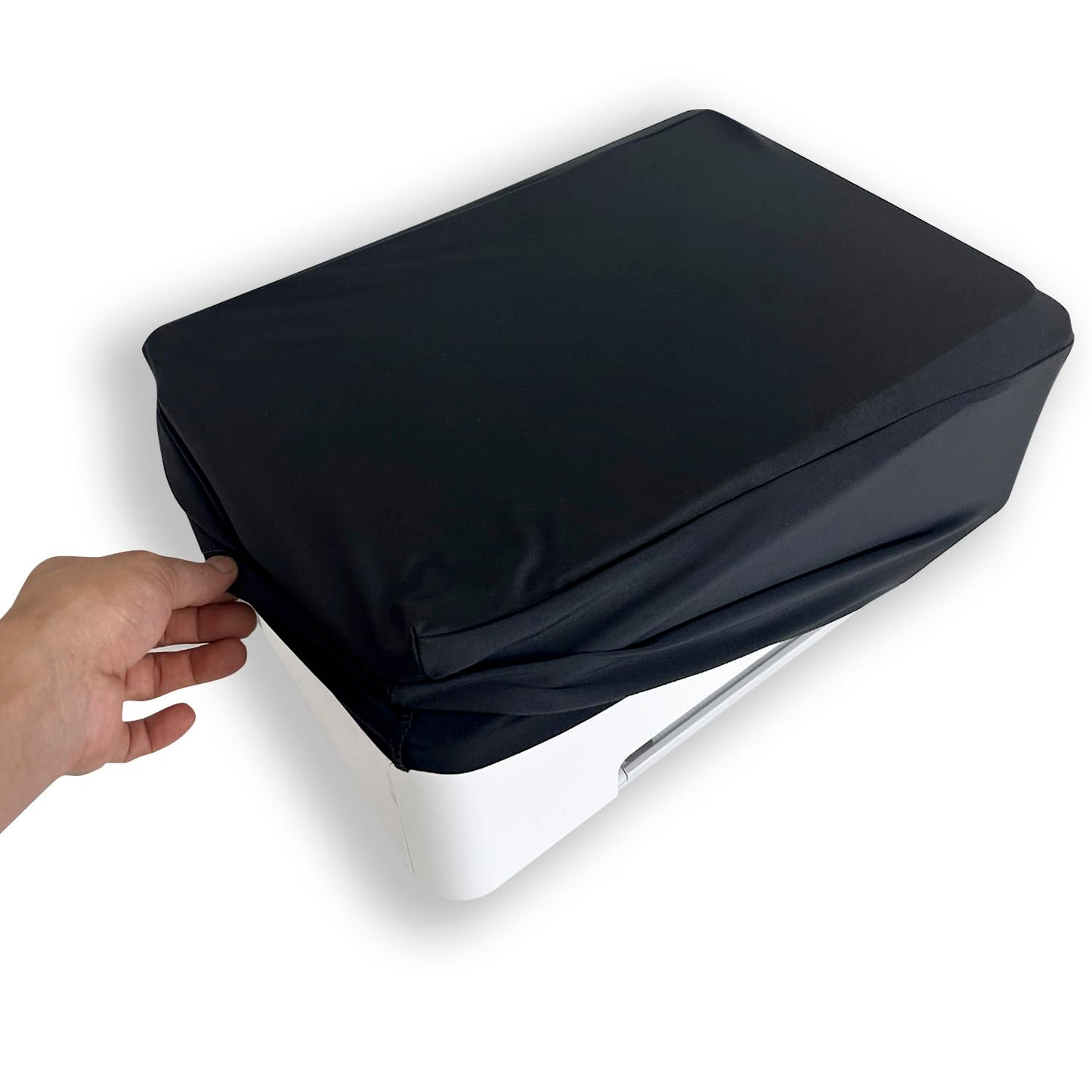 COCOBOW Universal Elastic Waterproof Printer Dust Cover - Minimalist Black Stretch Fabric Protector with Drawstring Closure & Metal Buckle for Most