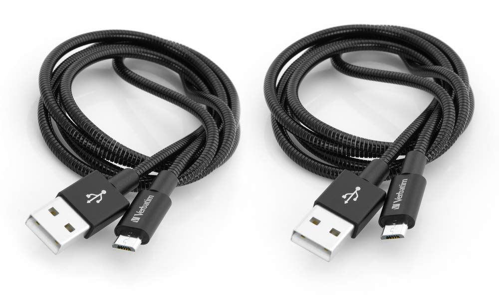 Verbatim Lightning USB Charging Cable, Pack of 2, Black, 2 x 100 cm, Robust Charging Cable with Kink Protection for iPhone Models, Lightning Cable…