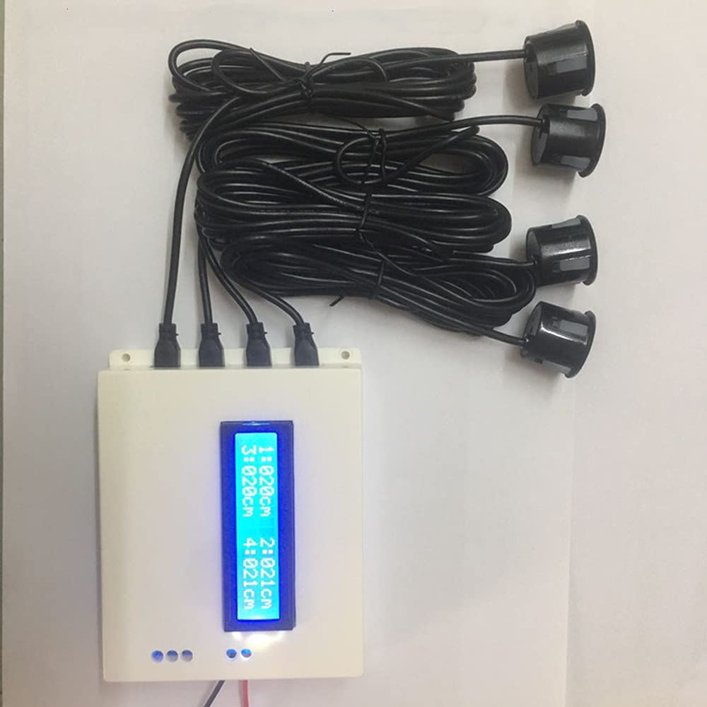 Taidacent 12V 24V Relay Output 4 in1 Ultrasonic Parking Sensor Ultrasonic Proximity Range Finder Distance Sensor with LCD1602 Distance Can Be Set (12V