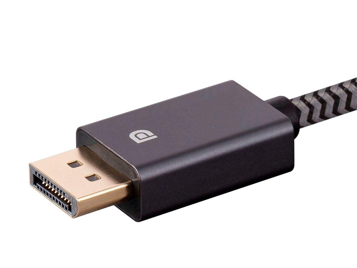 Monoprice DisplayPort 1.4 EasyPlug Nylon Braided Cable - 32.4 Gbps, 8K@60Hz, DPCP, HDCP, 3D Video, 6 Feet, Gray