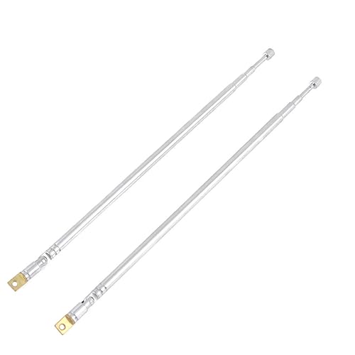 uxcell 4 Section Telescopic Universal Antenna, 2Pcs 62.5cm 24.6" Length FM Radio Stereo Stretch Antenna for AM FM Radio, Stainless Steel AM FM Radio