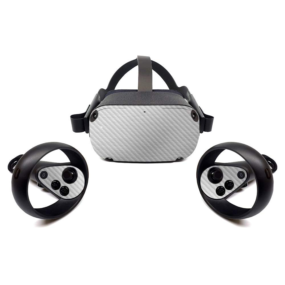 MightySkins Carbon Fiber Skin for Oculus Quest - Cold Steel | Protective, Durable Textured Carbon Fiber Finish | Easy to Apply, Remove, and Change