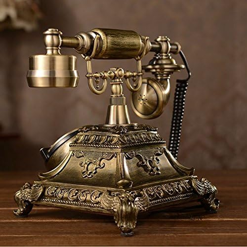 XICHEN Resin Imitation Copper Vintage Style Rotary Retro Old Fashioned Rotary Dial Home and Office Telephone