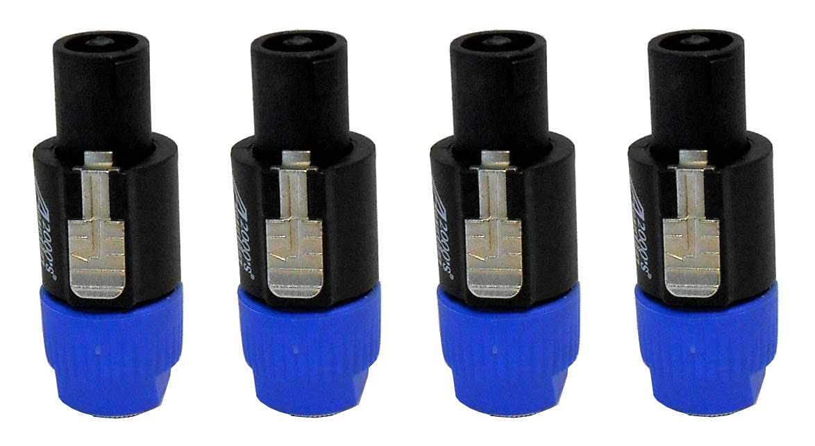 AUDIO 2000'S ACC31A1P2 Speakon Male to 1/4-Inch Female Jack Adapters Converters, Package Including Four Adapters Converters