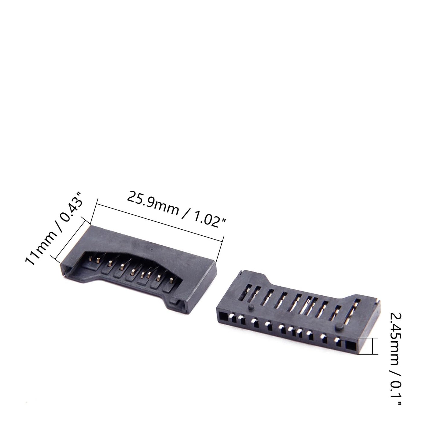 Fielect 20pcs SD Memory Card Socket Holder Spring Loaded Push Type PCB Mount Connector 10 Pin