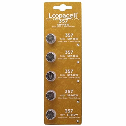 LOOPACELL 357/303 Silver Oxide Batteries (Pack of 5) - 1.55V Long Lasting Coin Cell Battery for Calculators, Lasers, Toys, Small Clocks, Digital…