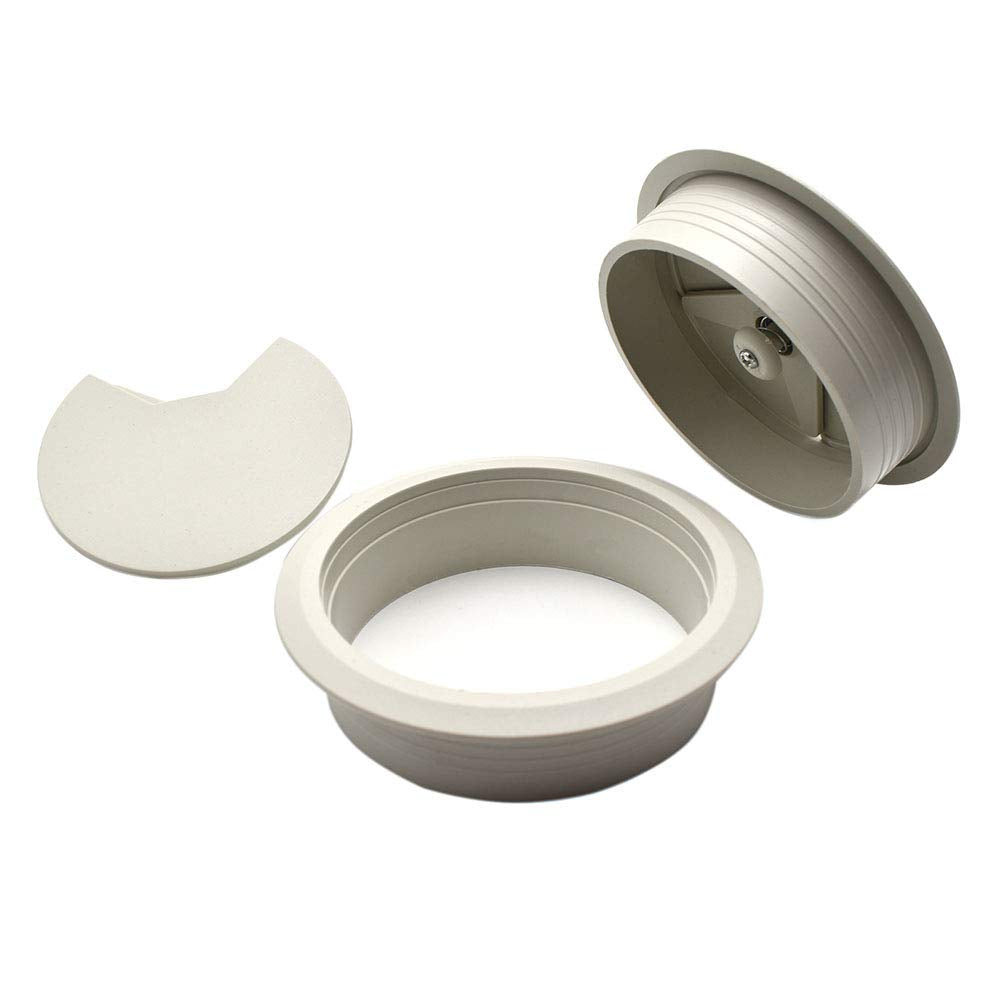 3-1/8 Inch (80mm) Grey Wire Grommets and Cable Ties Kit ABS Plastic Desk Hole Cover Cord Organizer for Computer Desks Cabinet (2pcs Desk Grommets +
