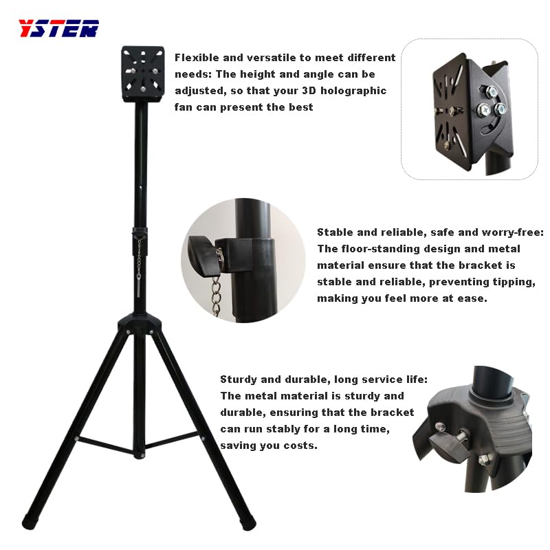 YSTEROKS 3D Holographic Fan Display Stand Adjustable Floor Stand for 4D Holographic Fan Display, Black Height and Angle Adjustable, Sturdy Support
