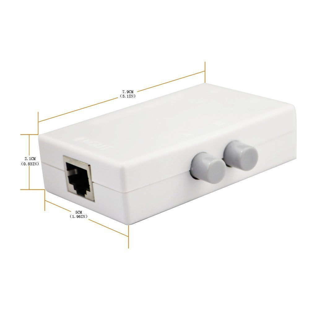 RJ45 Splitter Selector Switch, 2 Ports Network Switch Splitter Selector Hub 2-in 1-Out or 1-in 2-Out 100M t 2-Way RJ45 Ethernet Network SinLoon Push