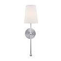 Brio Lighting Finley, 1-Light Wall Sconce with White Fabric Shade with Long Decorative Arm in Gold Brushed and Nickel Perfect for a Bedroom, Bathroom