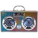 Wireless Express - Boombox Speaker with LED Lights - Retro Bluetooth Speaker w/Enhanced FM Radio - Perfect for Home and Outdoor (Swirl Bling)
