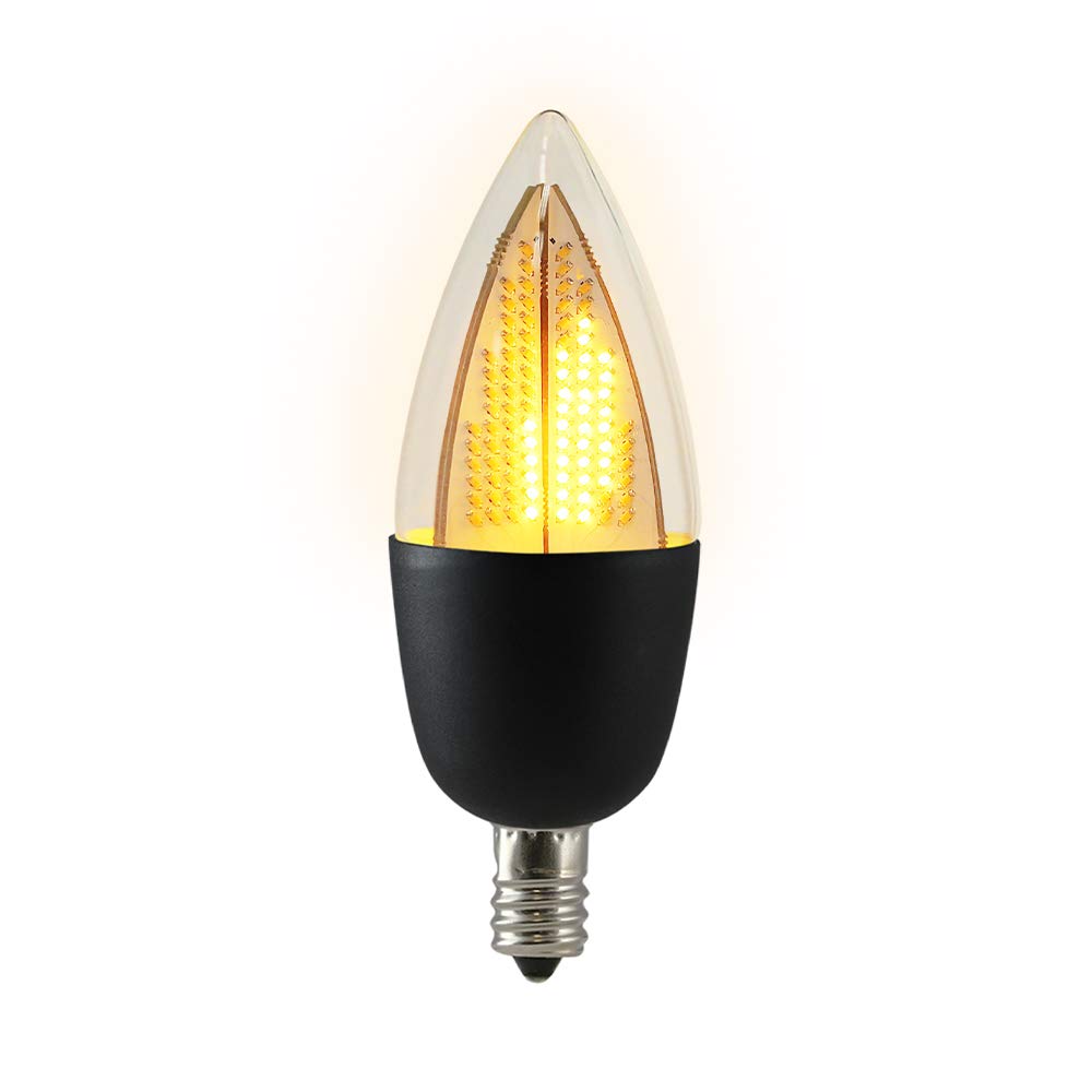 Euri Lighting Flickering Flame Bulb, ECA9.5-2120fcb, Decorative CA9.5 Candelabra E12 Base, Warm White 1800K, Non-Dim, 1W (6W Equivalent), 80lm, Black