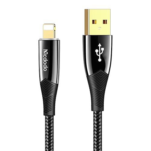 mcdodo Smart LED Auto Disconnect Nylon Braided Sync Charge USB Data 6FT/1.8M Cable Compatible iPhone 14/13/12/11 Pro Max