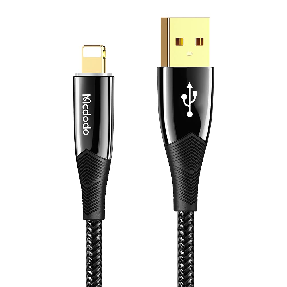 mcdodo Smart LED Auto Disconnect Nylon Braided Sync Charge USB Data 6FT/1.8M Cable Compatible iPhone 14/13/12/11 Pro Max