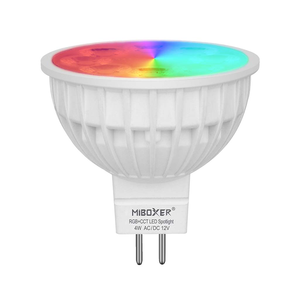 LGIDTECH FUT104 Miboxer 4W MR16 Led 2.4GHz Bulb Spotlight GU5.3 Socket AC/DC 12V RGB+CCT Color and Temperature Changeable Dimmable,But Single Bulb