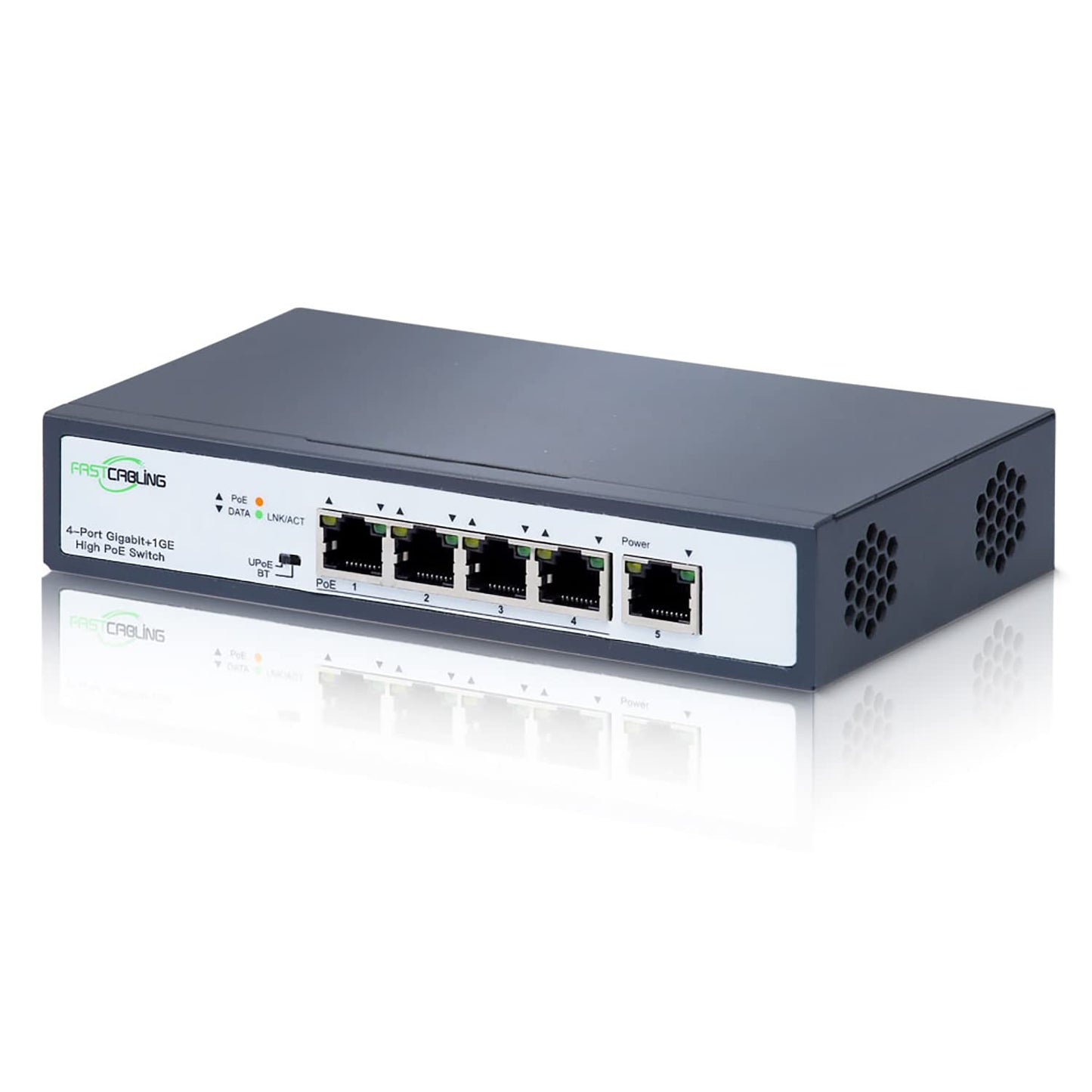 Fastcabling 5-Port 90W 802.3bt PoE++ Switch, IEEE802.3 at/bt, High Power Out Ports, Gigabit Ethernet, 180W Power Budget, Unmanaged Switch