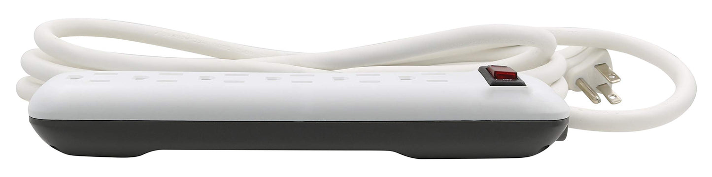 Prime Wire & Cable PB801115 6-Outlet Power Strip with 14-3 SJT 8-Feet Cord,White