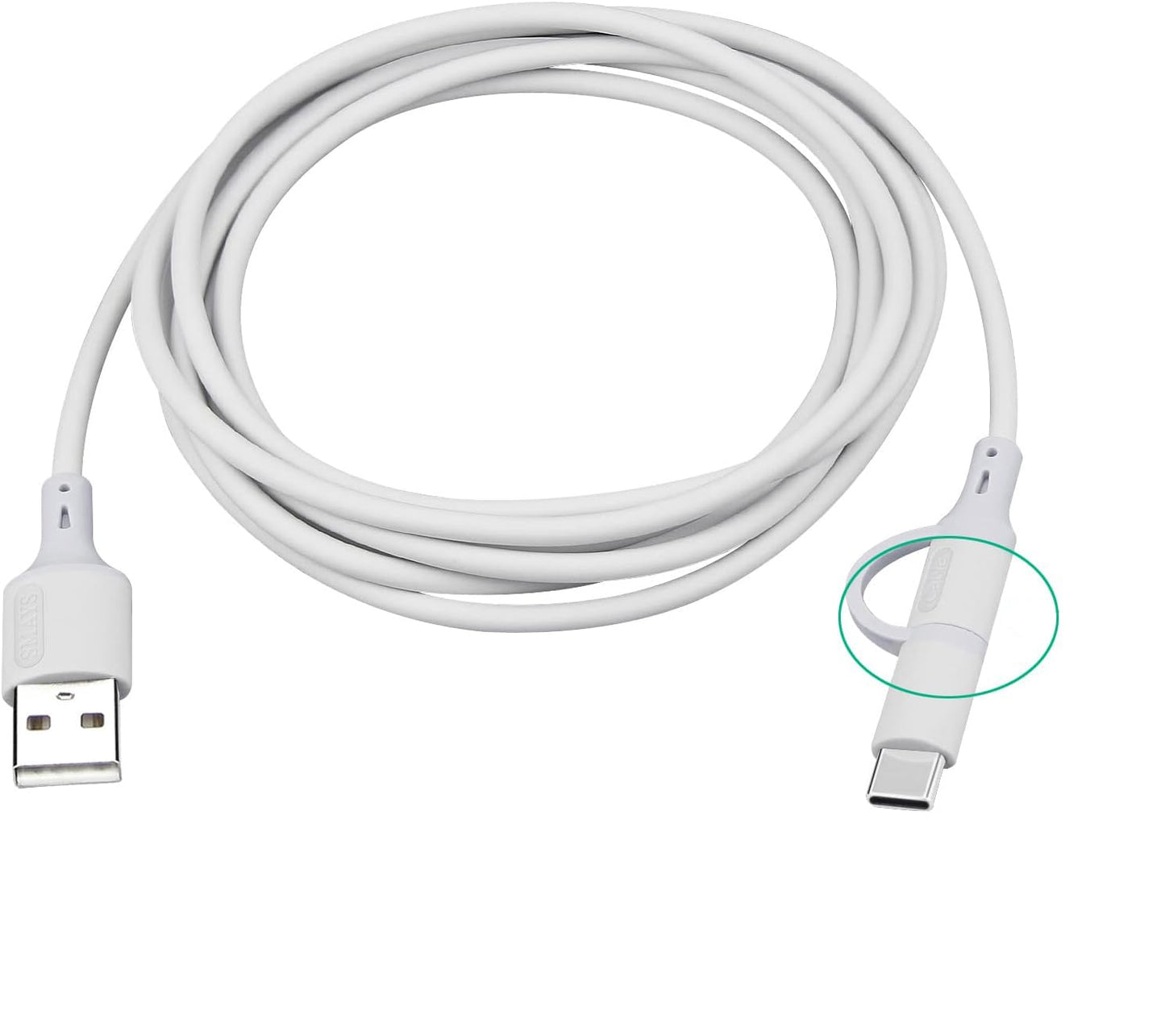 6ft Micro-USB and USB-C Combo Charging Cable for Samsung Galaxy S/A Series, Tab A, Fire Tablets & Kindle Paperwhite