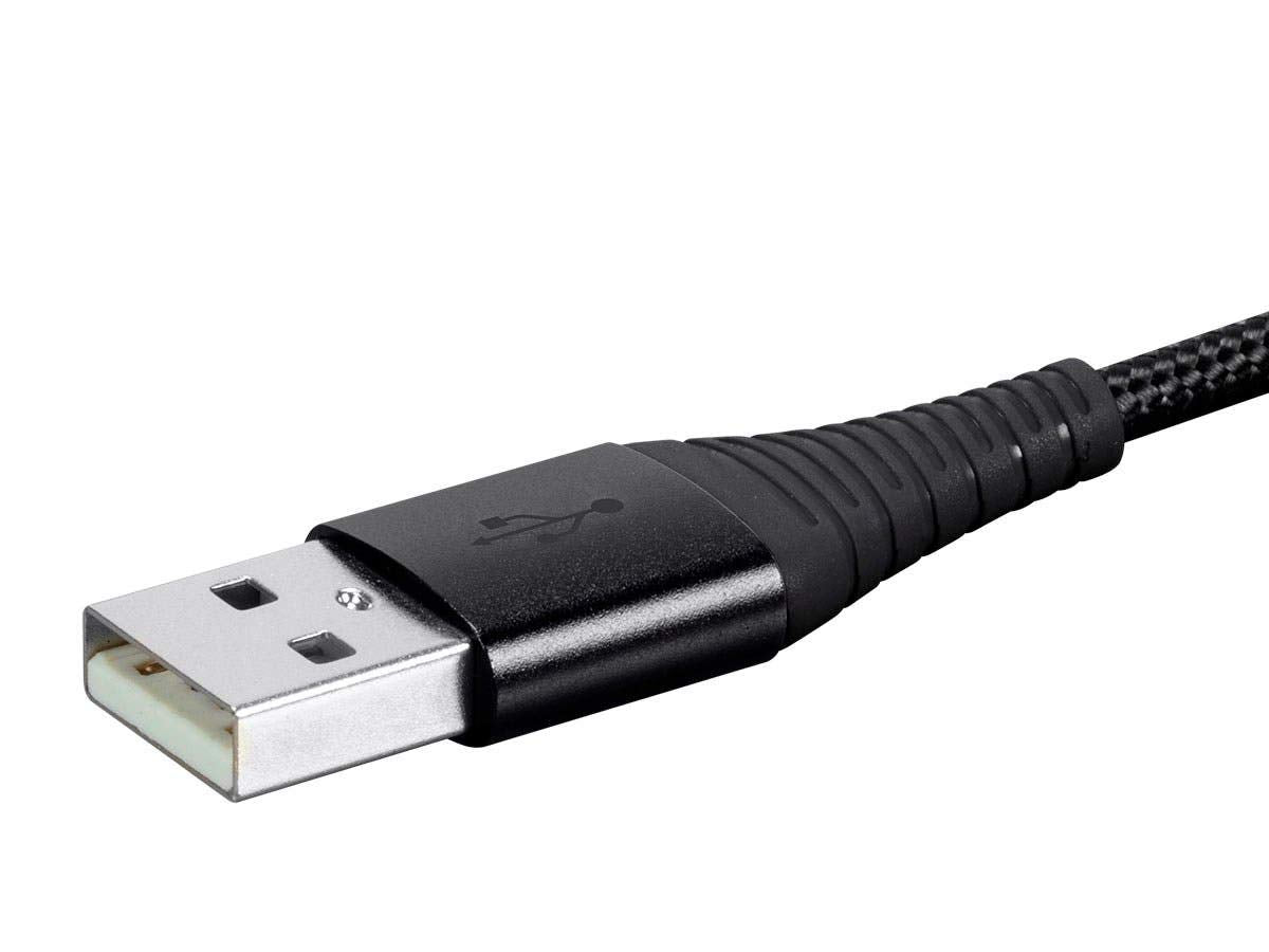 Monoprice USB 2.0 Micro B to Type A Charge & Sync Cable - 3 Feet - Black | Nylon-Braid, Durable, Kevlar-Reinforced - AtlasFlex Series