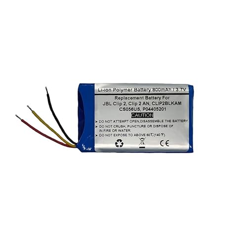 Starnovo 800mAh/3.7V Replacement Battery for JB L Clip 2, Clip 2 an, CLIP2BLKAM, CS056US, P04405201,JB L GSP383555,Portable Speaker Battery
