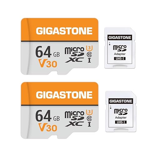 GIGASTONE 64GB Micro SD Card 2-Pack, V30 4K Video Recording, Surveillance, Security Camera, Dash Cam, Drone, 95MB/s MicroSDXC Memory Card UHS-I Class