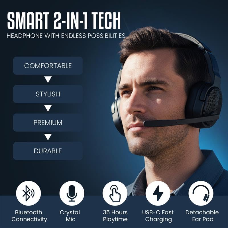 Philips Trucker Bluetooth Headset, Wireless Headset with Noise-Canceling Microphone, 2-in-One Convertible Mono & Stereo Design Headphones, All Day…