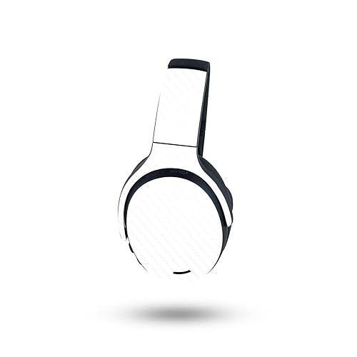 MightySkins Carbon Fiber Skin Compatible with Skullcandy Crusher ANC 2 - Solid White | Protective, Durable Textured Carbon Fiber Finish | Easy…