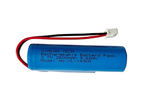XINLANTECH 3.7V 2600mAh 18650 Rechargeable Li-ion Battery with Jst XH2.54/2P Connector Plug Wires for DIY Electronics, Toys, Lighting,Bluetooth…