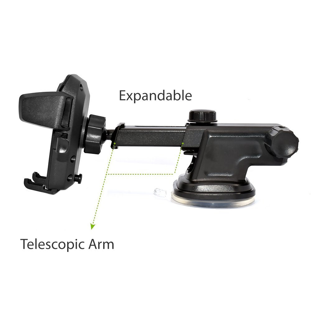 NEM Universal Car Phone Mount Holder - Adjustable Cradle for Windshield & Dashboard, Anti-Slip Base, Compatible with iPhone, Samsung Galaxy, Android