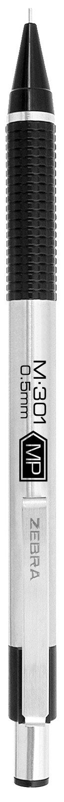 Zebra Pen, STEEL M-301 Mechanical Pencils, 0.5mm Fine Point, Refillable Lead, Stainless Steel Barrel, Built-in Eraser, Durable Clip, Lightweight