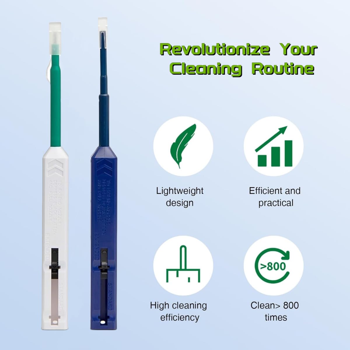 Zenithra Fiber Optic Cleaner Pen Set, 1.25mm LC/MU and 2.5mm SC/STE2000/FC Connectors - 800+ Cleans