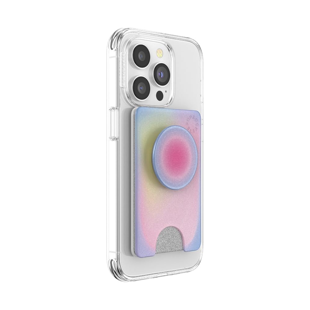 PopSockets Adhesive Phone Wallet and Card Holder with Grip, Purple - Aura