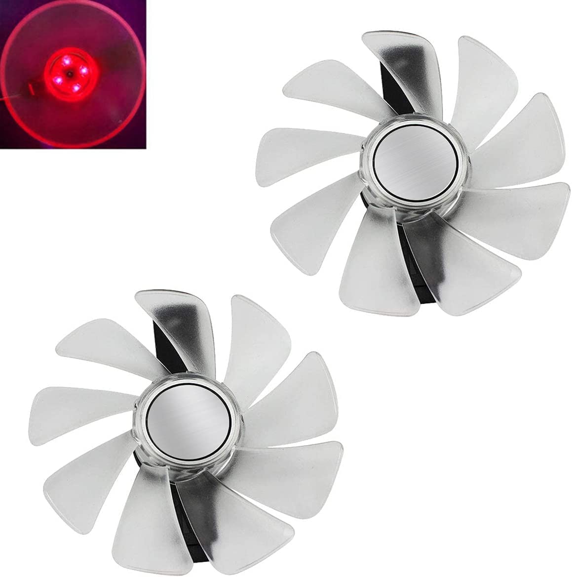 inRobert CF1015H12D GPU-Fan-Replacement for Sapphire Radeon Nitro+ RX 590 Graphics Card (2pcs White Fan with Red Light)