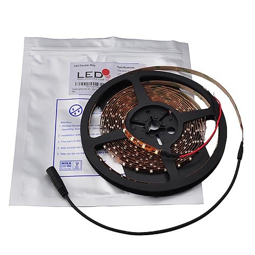 LEDwholesalers 16.4 Feet (5 Meter) Flexible LED Light Strip with 300xSMD3528 and Adhesive Back, 12 Volt, White 6000K, 2026WH