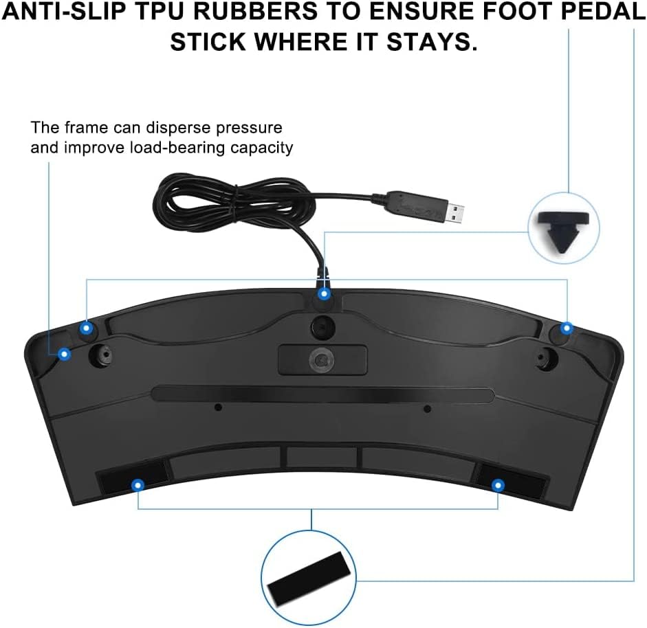 PCsensor USB Foot Pedal PC 3 Key Foot Pedal Customized Foot Switch Programmable Computer Keyboard Mouse for Video Game Control Office Work Sheet Music
